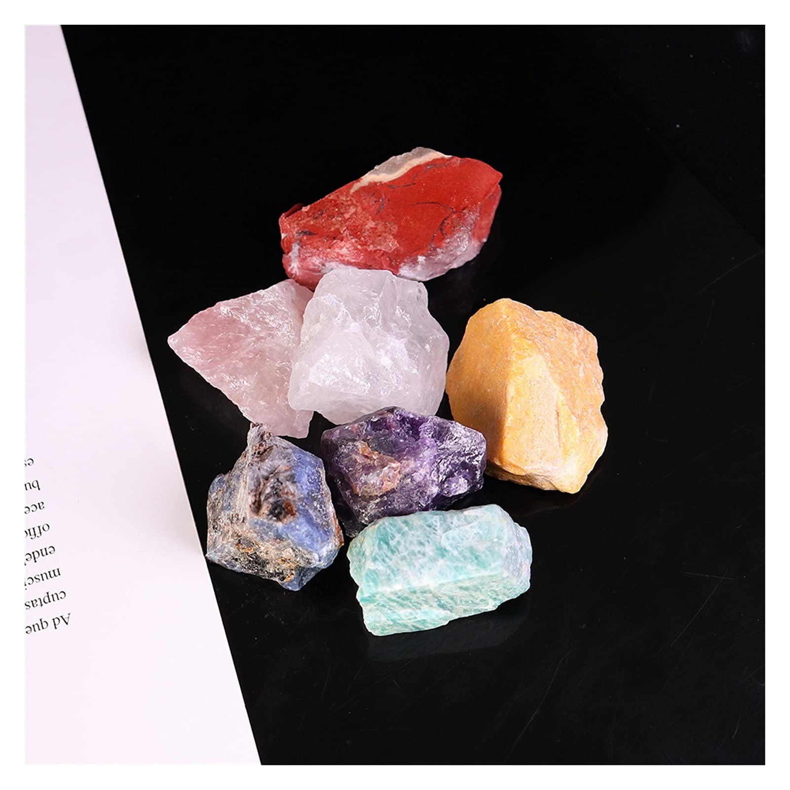 FIDEMM Cristal Natural en Bruto 7PCS / Set Piedra Preciosa Natural de Siete Colores Siete Chakras Cuarzo en Bruto Cristal sin pulir Colección de minerales de energía de Yoga
