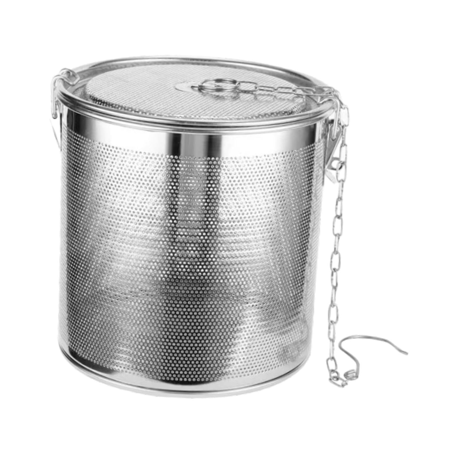 Gewürzsieb, Teekugelsieb, Loser Tee-Ei, Edelstahl, zum Kochen von Gewürzsuppen mit Kettenhaken, Gewürzfilter, 20x20cm
