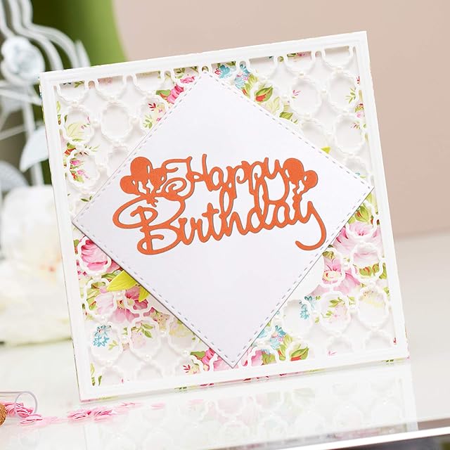 OOTSR Metal Cutting Dies, Happy Birthday Cut Dies, Metal Embossing Stencil for Birthday Card Making DIY Scrapbooking Photo Album Embossing Folder Decor Crafts