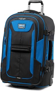Unisex-Adult Bold-Softside Expandable Rollaboard Upright Luggage, Blue/Black, Checked-Medium 25-Inch