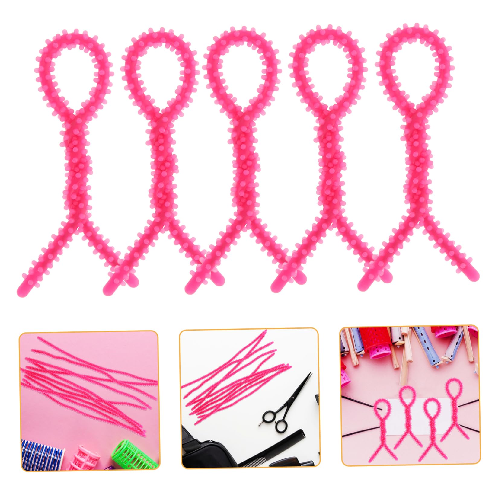 40 Piezas Bigudíes de Silicona para Rizado de Cabello de Perm Herramientas de de Cabello Pequeño Color Rosa para y Rizados