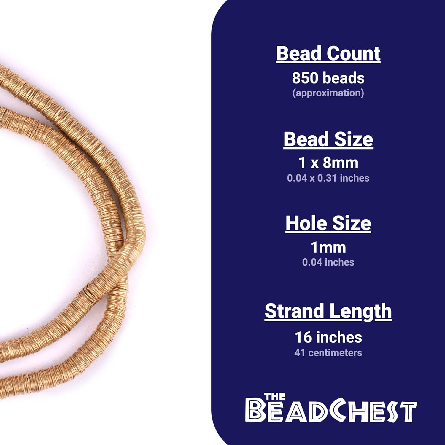 The Bead Chest Gold Interlocking Crisp Beads (8mm)