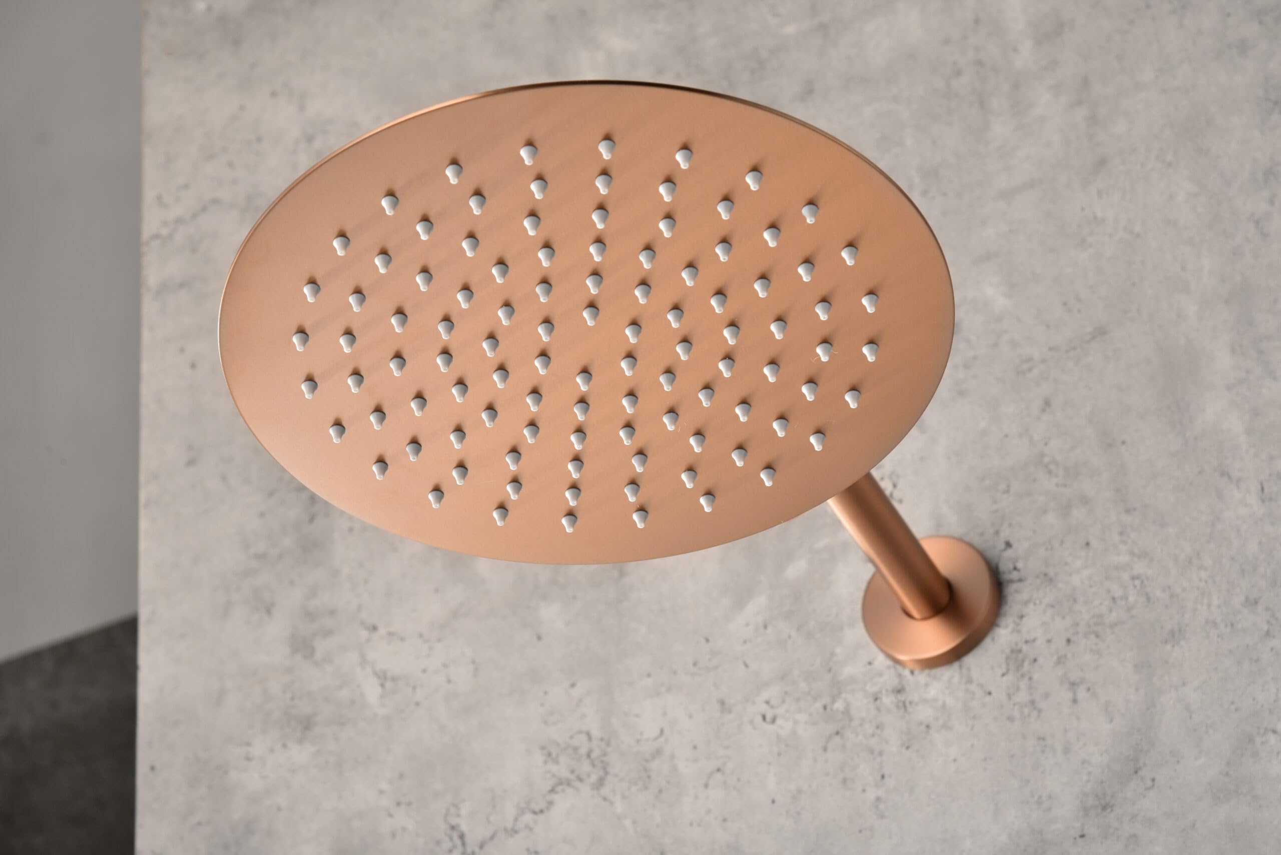 MICE - Conjunto de ducha termostático empotrado con rociador a pared - Ducha empotrada con control de temperatura - Grifos de baño Serie Napoles (Oro Rosa Cepillado)