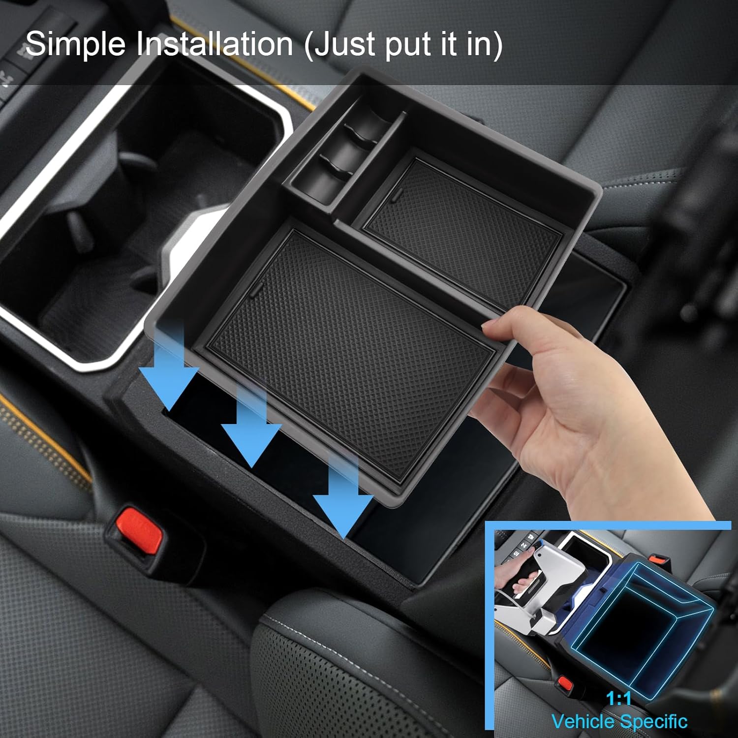 2024 2025 2026 Tacoma Accessories Center Console Organizer for Toyota Tacoma (SR5/TRD Off-Road/TRD Sport/TRD Pro/Limited/Trailhunter) Durable ABS Plastic 2025 Tacoma Console Tray Insert (Black)