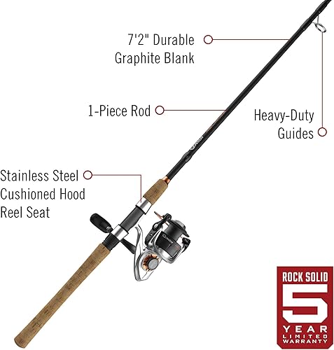 Miniatura 2 de Quantum Reliance - Carrete giratorio y caña de pescar, caña de grafito duradera con mango de corcho, listo para agua salada o agua dulce con carrete
