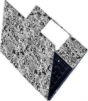 Full Laptop Skin Stickers HD Quality Sticker for Laptops Upto 15.6" Compatible with Apple/Dell/HP/Lenovo/Acer/Asus/Sony (Dustproof|Waterproof|Scratchproof|Reusable) - BW Doodle FL