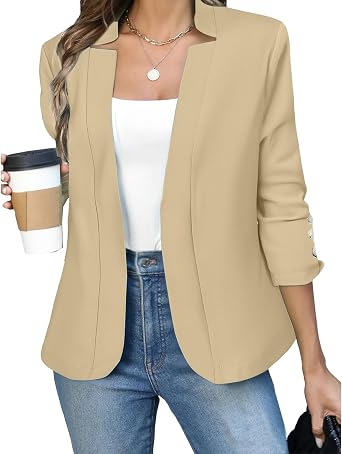 Business Blazers for Women Casual Plus Size Lightweight Open Front Long Sleeve Jackets Dressy Work Office Suit 2026