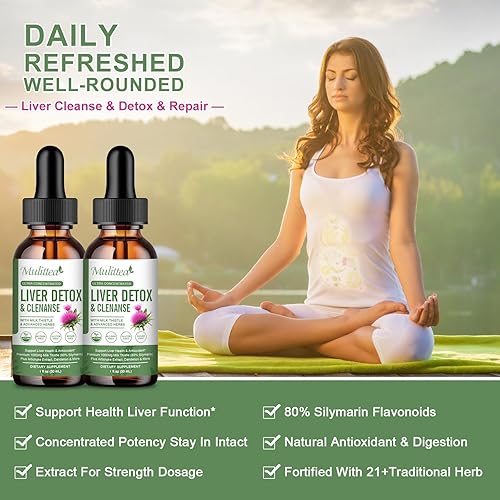 Miniatura 7 de Gotas líquidas para la salud del hígado, ayudan a limpiar el hígado y reparar con extracto de silimarina de cardo mariano de alcachofa, diente de