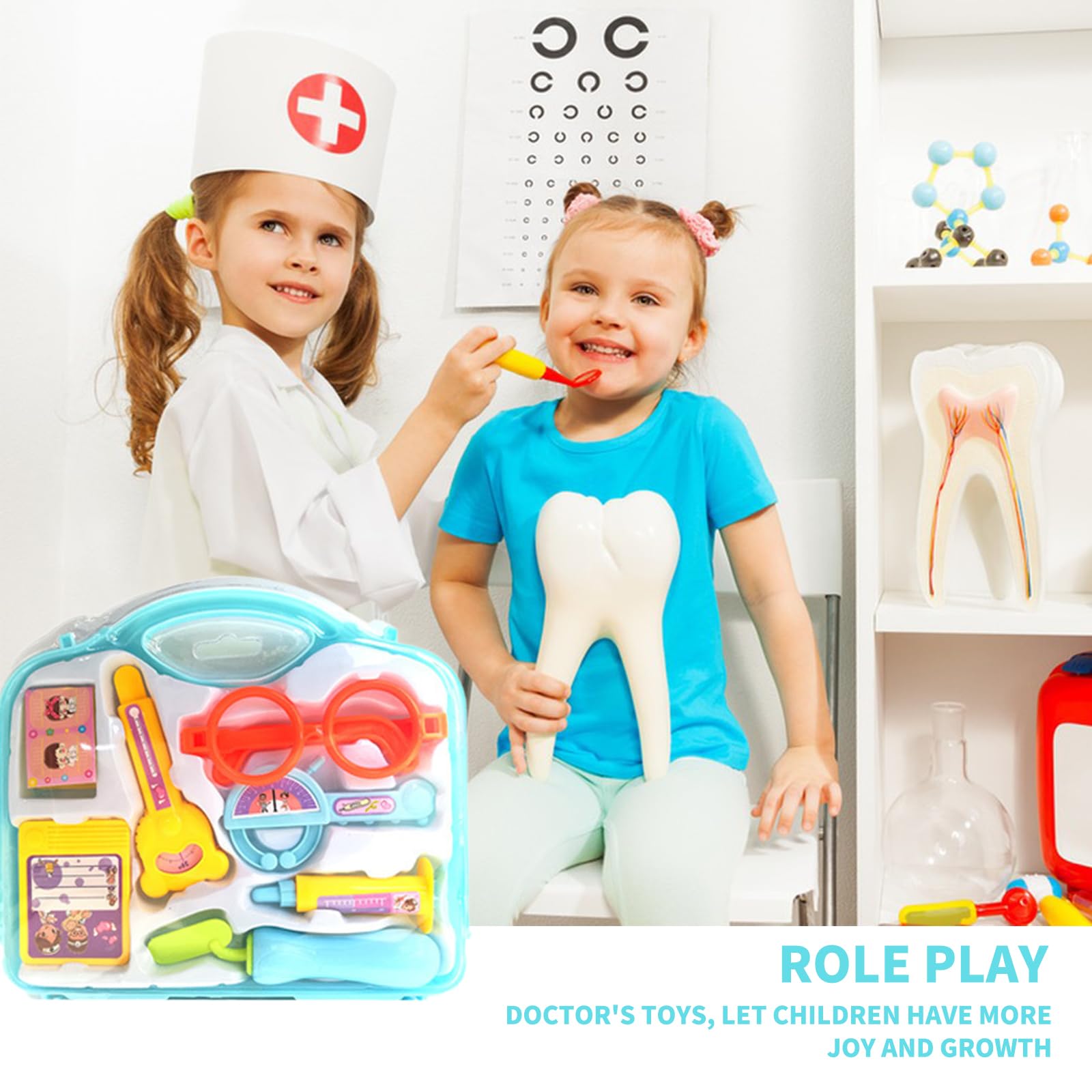 Jeu De Rôle Docteur Stéthoscope Cadeau éducatif Enfant Mallette Docteur Enfant DeAO - Avec Stéthoscope Sonore - Cadeau 3 Ans Et Plus Jeu Rôle Médecin Complet Kit Médical Enfant Garçon Fille Bleu