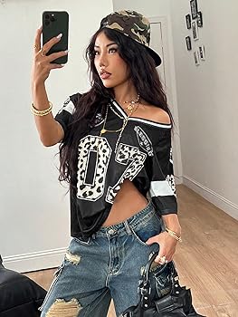 ピクシー　ユニ Amazon.com: SOLY HUX Women's Y2k Leopard Number Graphic Oversized