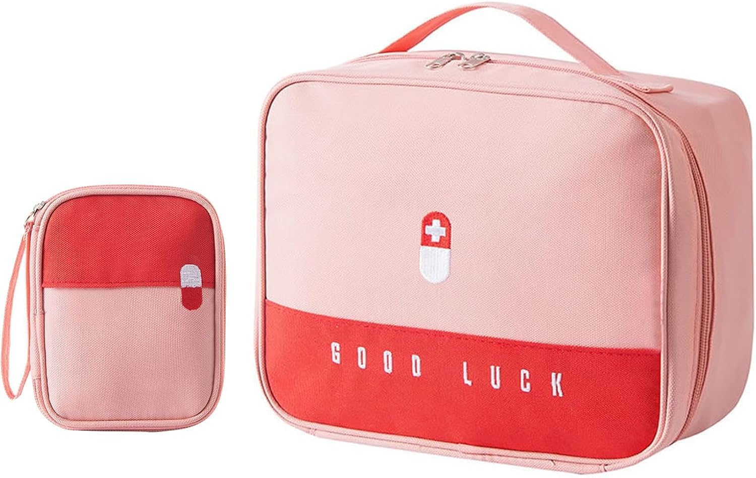 medicine pouch for travel with small pouch empty first aid pouch for travel, home, camping, sports emergency (1pcs) (pink)