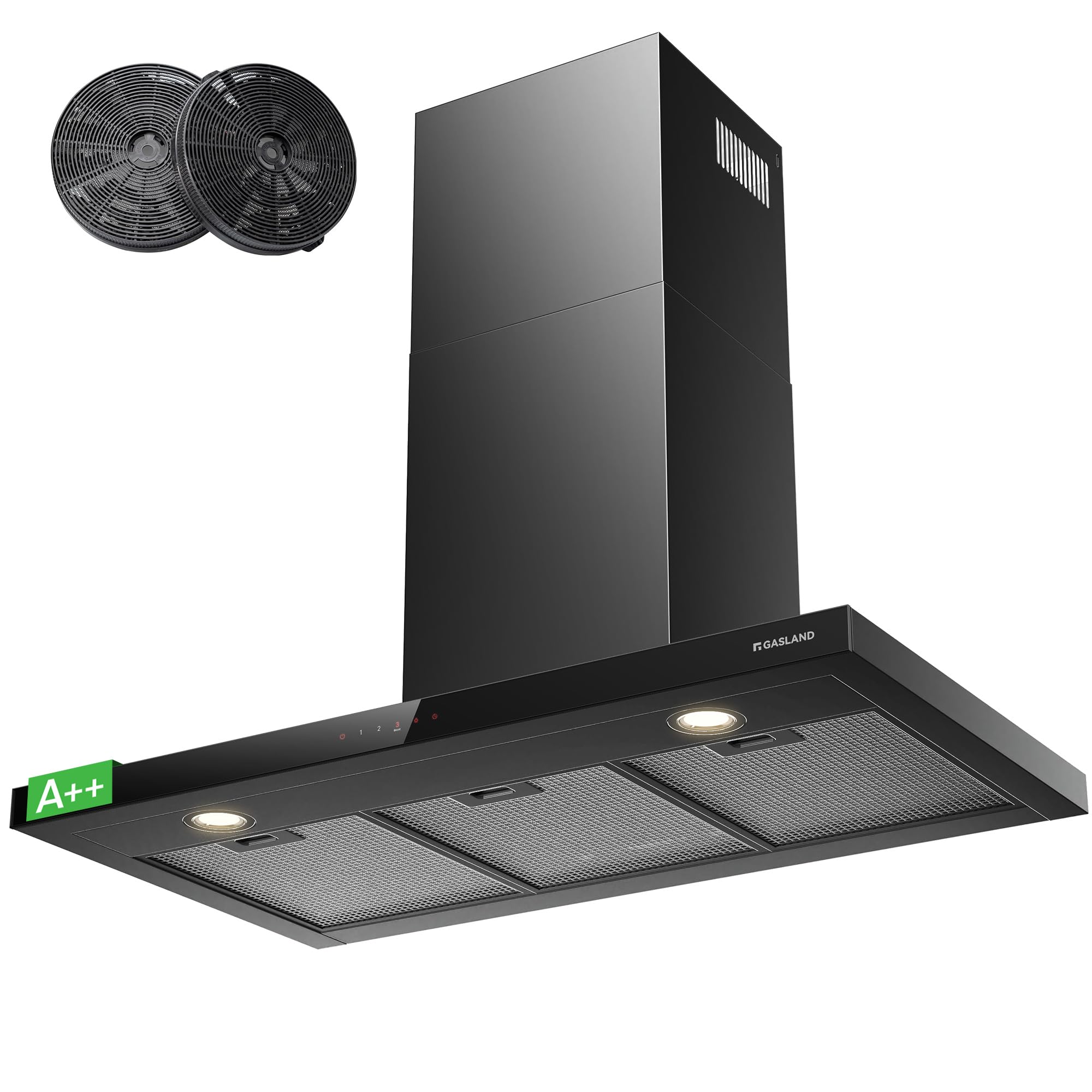 GASLAND TR90BS A++ Campana Extractora 90cm Umluft, Montada en la Pared 881m³/h, Control Táctil 4 Niveles, Incl. Booster, Extracción Montaje en Pared, Filtro de Carbón Activado CF176