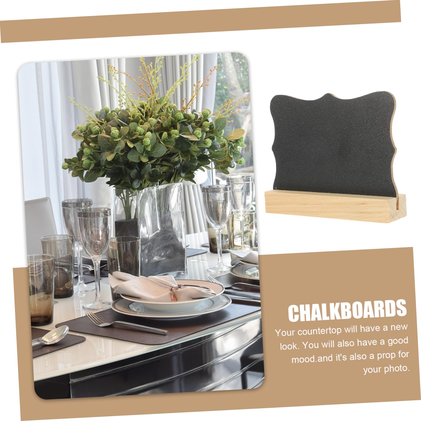 DOITOOL 5 Ensembles Mini Tableau Bois Double Face Ardoises Décoratives Pour Messages Et Étiquettes Alimentaires Accessoires De Fête Et Décoration De Table Pour Mariage Et 5 Pièces * 5