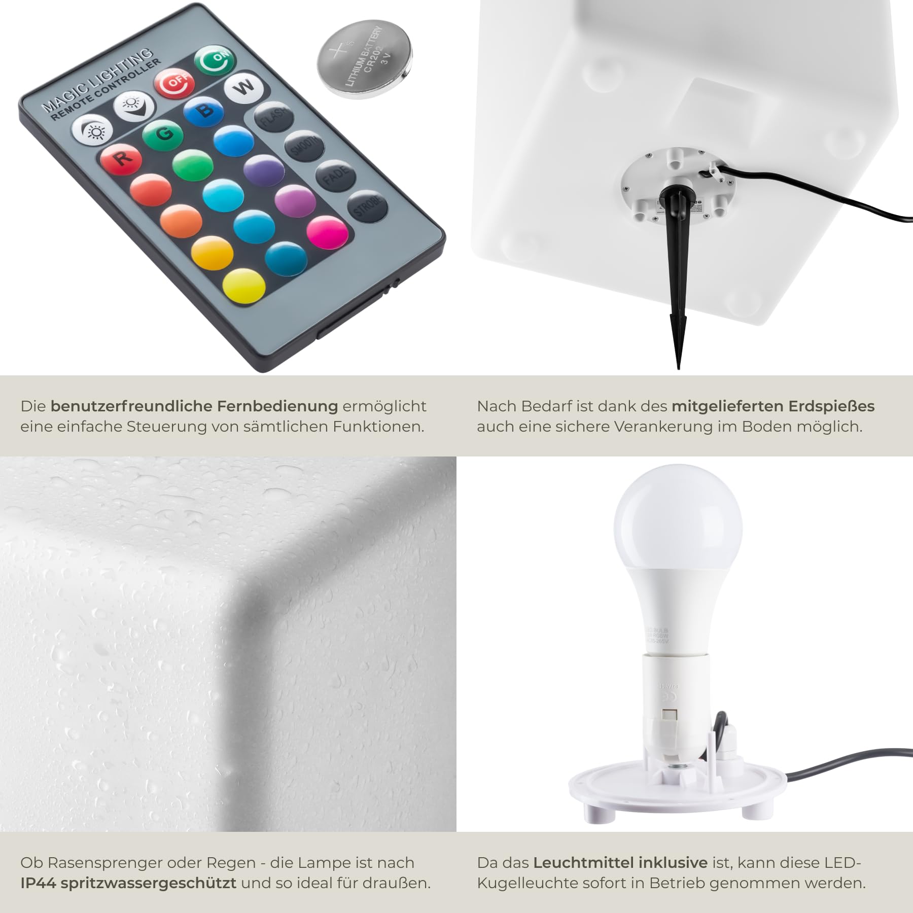 tectake® LED Cube, 35 x 35 x 35 cm, Leuchtwürfel, multifunktionale outdoor Lampe, Deko Garten, Hocker, Beistelltisch, LED Tischlampe, Deko Wohnzimmer, Balkon Deko, Wegeleuchten außen, Außenleuchte- S