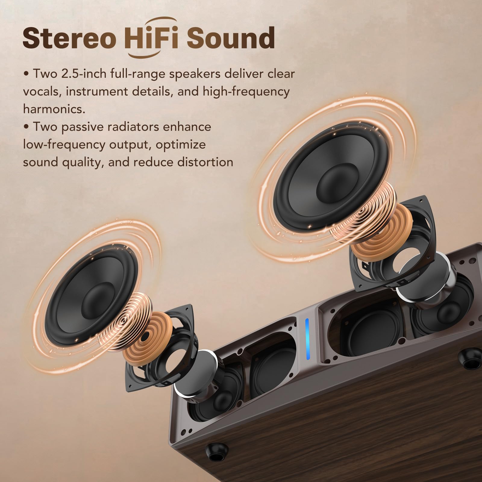 Platine Vinyle avec Haut-parleurs intégrés, Platine Bluetooth avec Haut-parleurs intégrés, contrepoids réglable, AT-3600L, 33/45 Tours/Minute, Barre Lumineuse à luminosité réglable, Brun