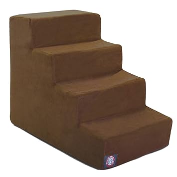 3 Step Black Velvet Suede Pet Stairs By Majestic Pet Products, 4 Step (Heavy-Duty), Chocolate Brown