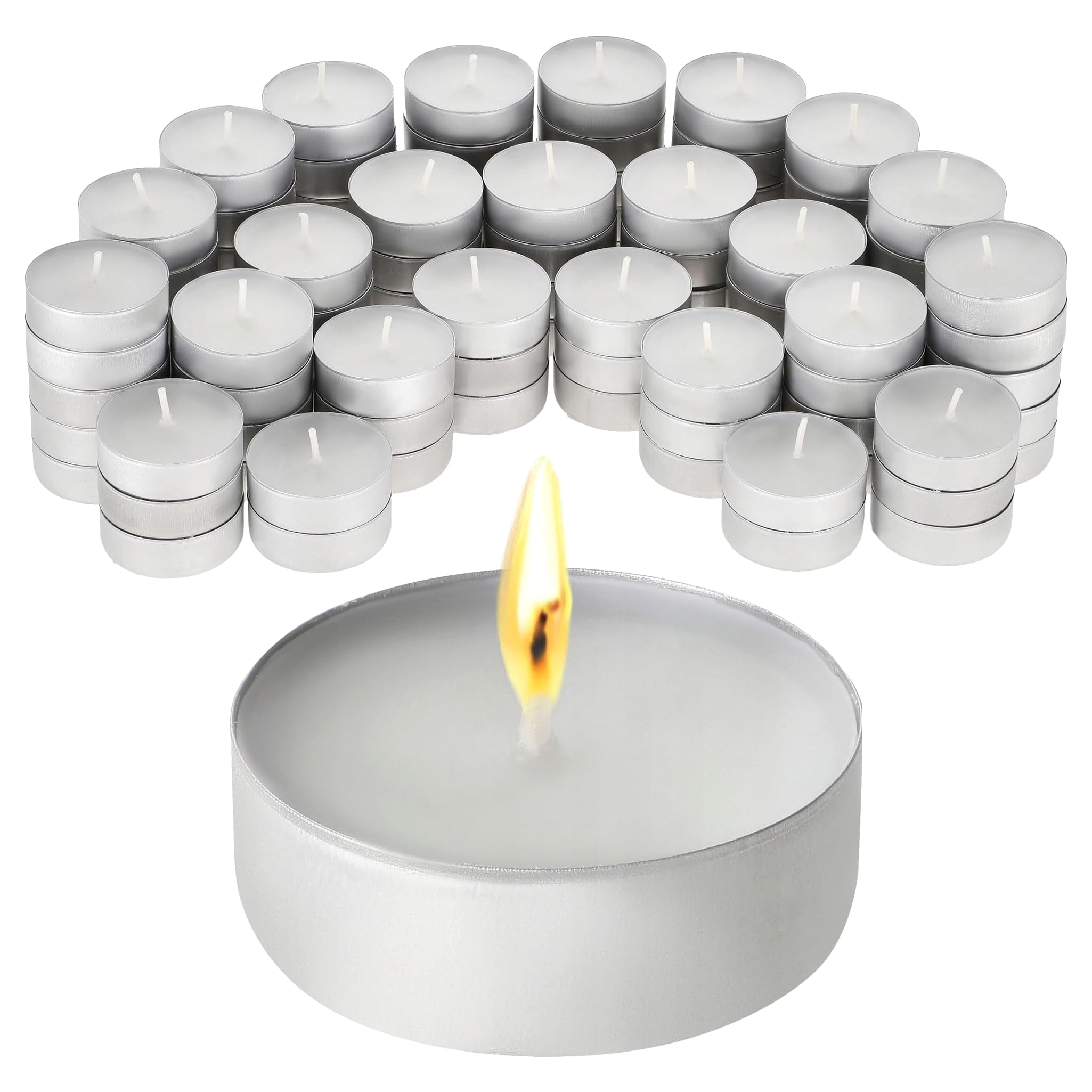 Tea Light Candles 8 Hours - White Unscented Smokeless Tealights - Bulk 500 Pack - 38 mm x 25 mm - Long Burning Night Lights for Weddings, Parties, Restaurants, Home, Decor - Paraffin Wax, Cotton Wick — image 1