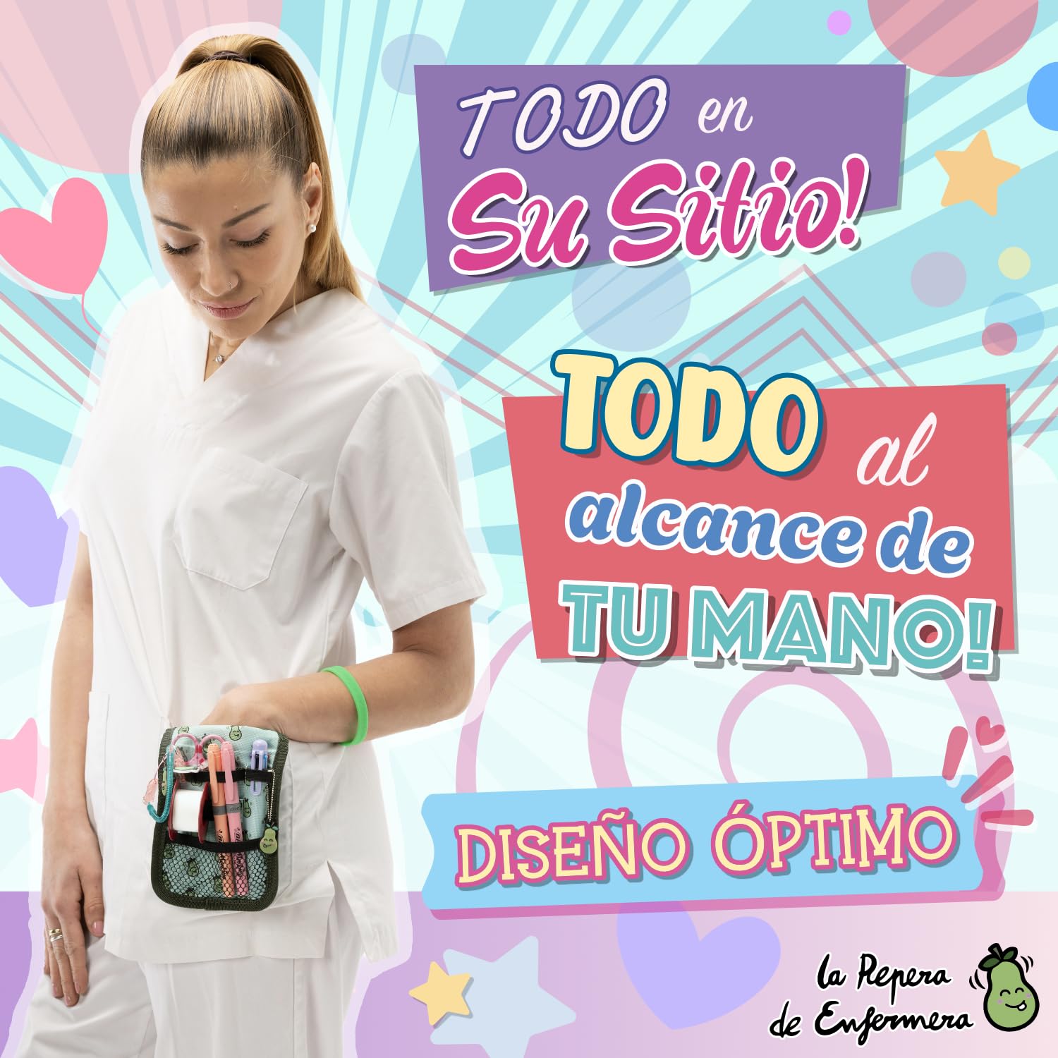 Pack de Enfermería 10 piezas | Regalos para Enfermeras | Salvabolsillos de enfermeria + 2 tijeras + Organizador de bolsillo enfermeria + Accesorios enfermeras (PURPLE NURSEES)