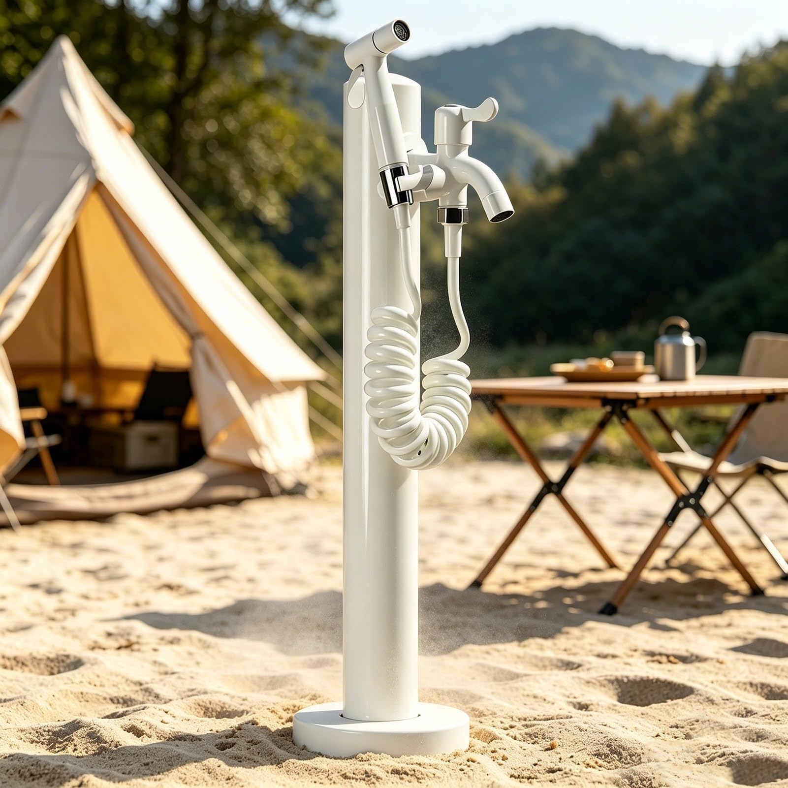 Lonmrrton A Outdoor Stainless Steel Vertical Water Column With Faucet, Freestanding Garden Water Tap Hose Stand, Freeze Proof Yard Hydrant Spigot For Campsite, Vill, Backyard Patio(,Height: 95Cm/37.4In)