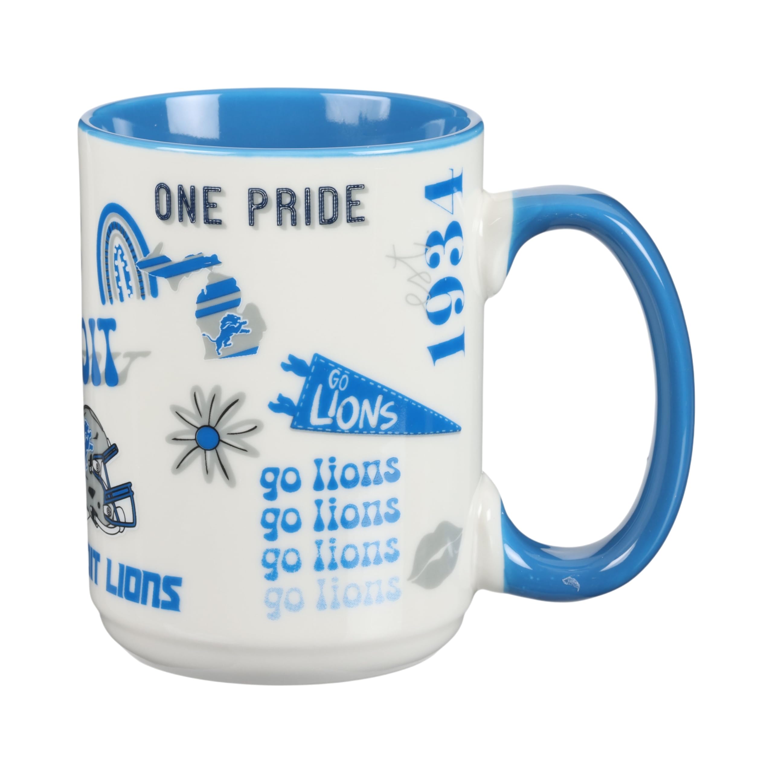 The Memory Company | Licensed NFL 15oz Wood Handle Mug,Detroit Lions