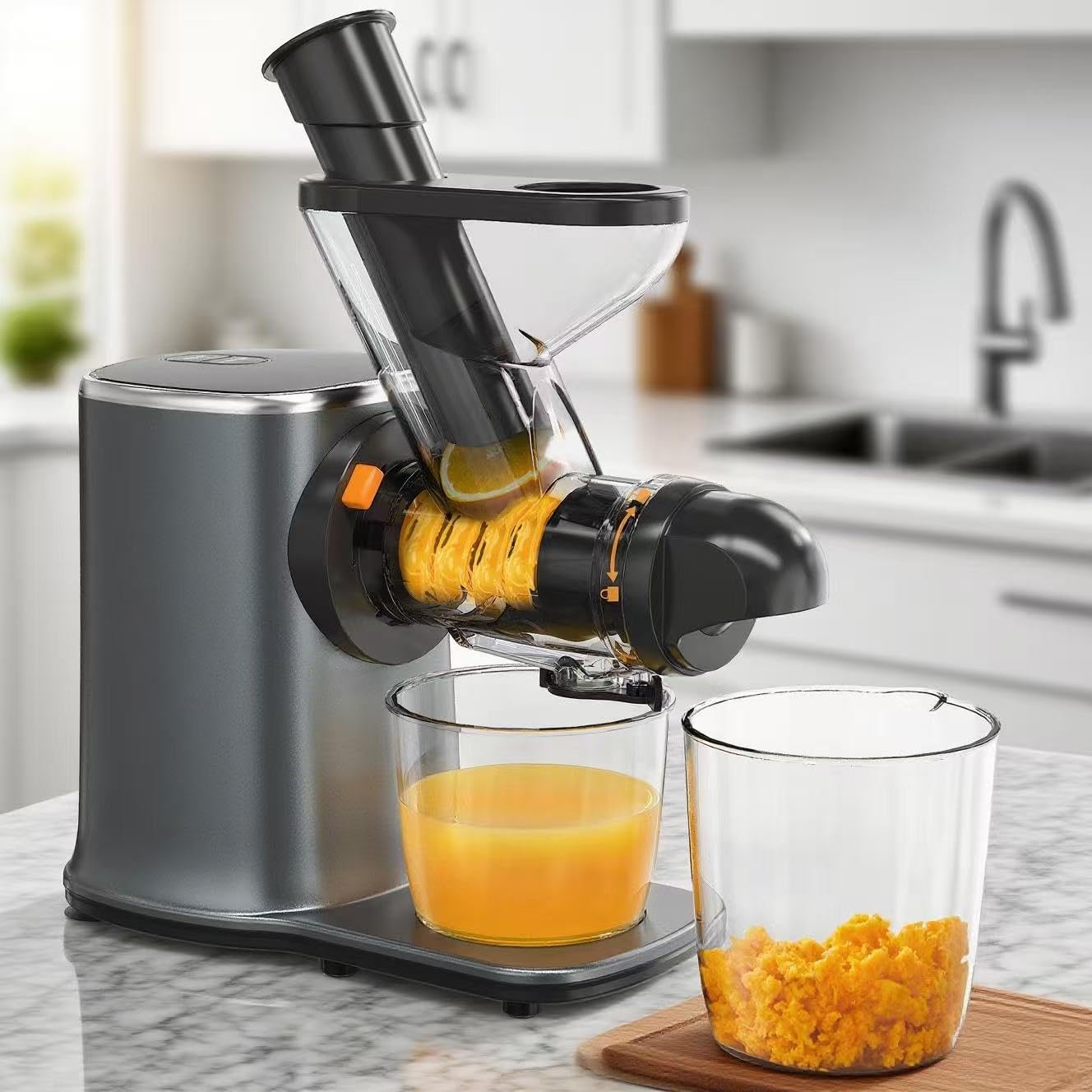 Silonn Slow Juicer Cold Press Juicer Machines with Soft Hard Modes High Juice Yield Masticating juicer for Fruits