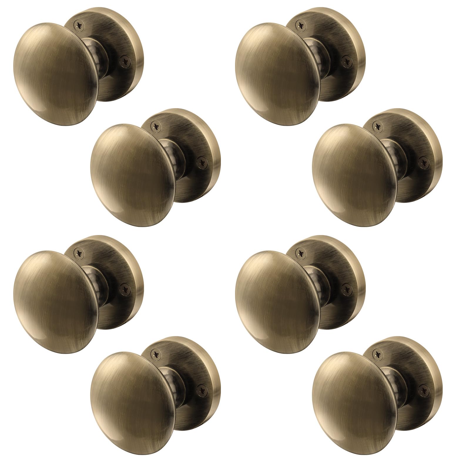 EAI Antique Brass Door Knobs - 4 Pairs of Victorian Mortice Knobs (55mm) for Internal Doors