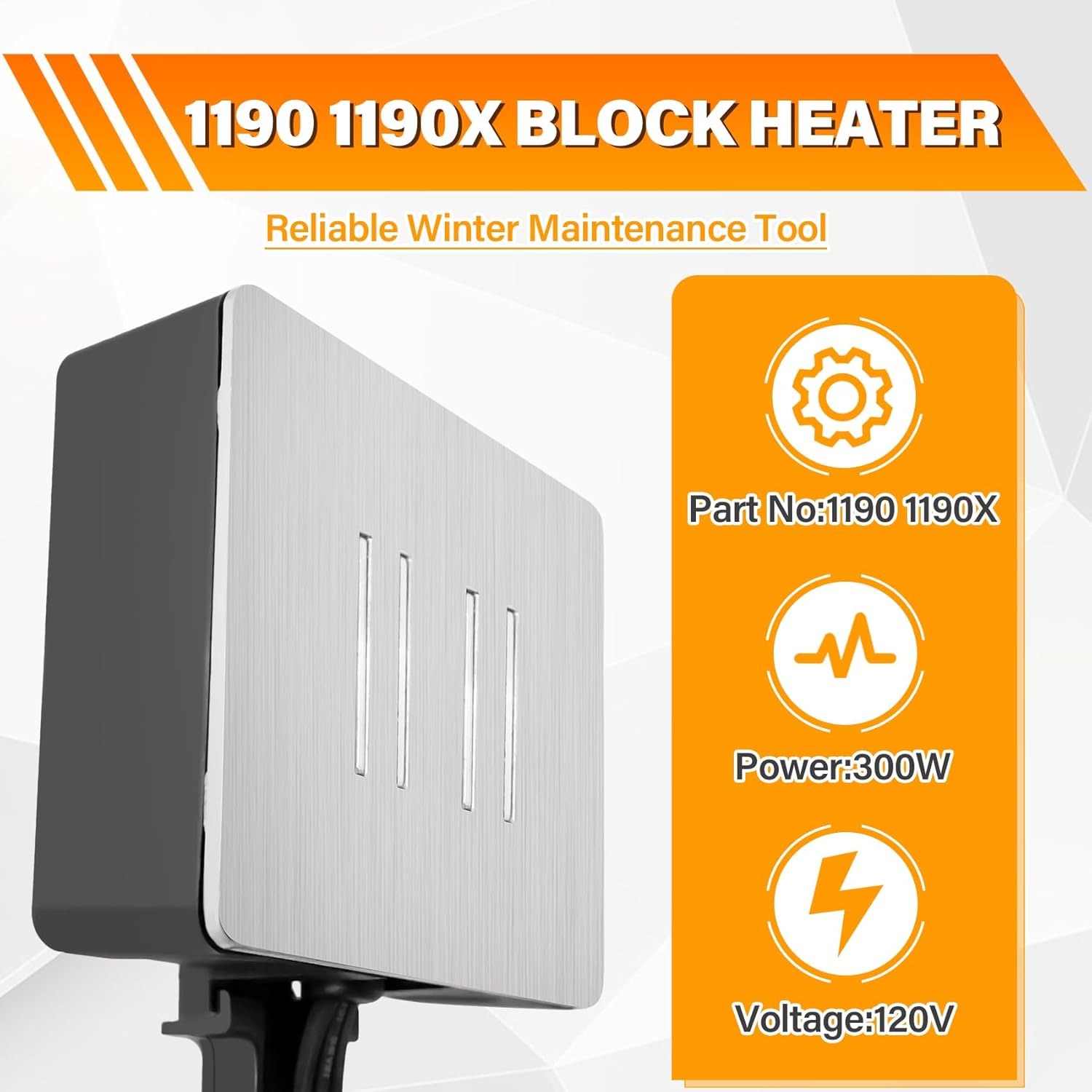 1190 1190X Magnetic Engine Heater for Jeep Trucks Farm Machinery Diesel Vehicles,120V 300W Surface-Thermostat Control for Oil Pan and Engine Block Heating