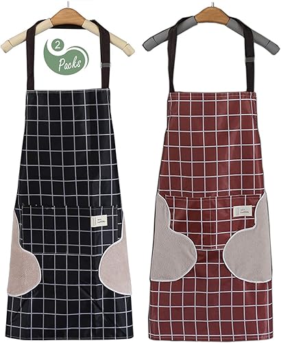 AARainbow - Delantal impermeable ajustable para cocina y mujer con bolsillos y toallas para cocinar