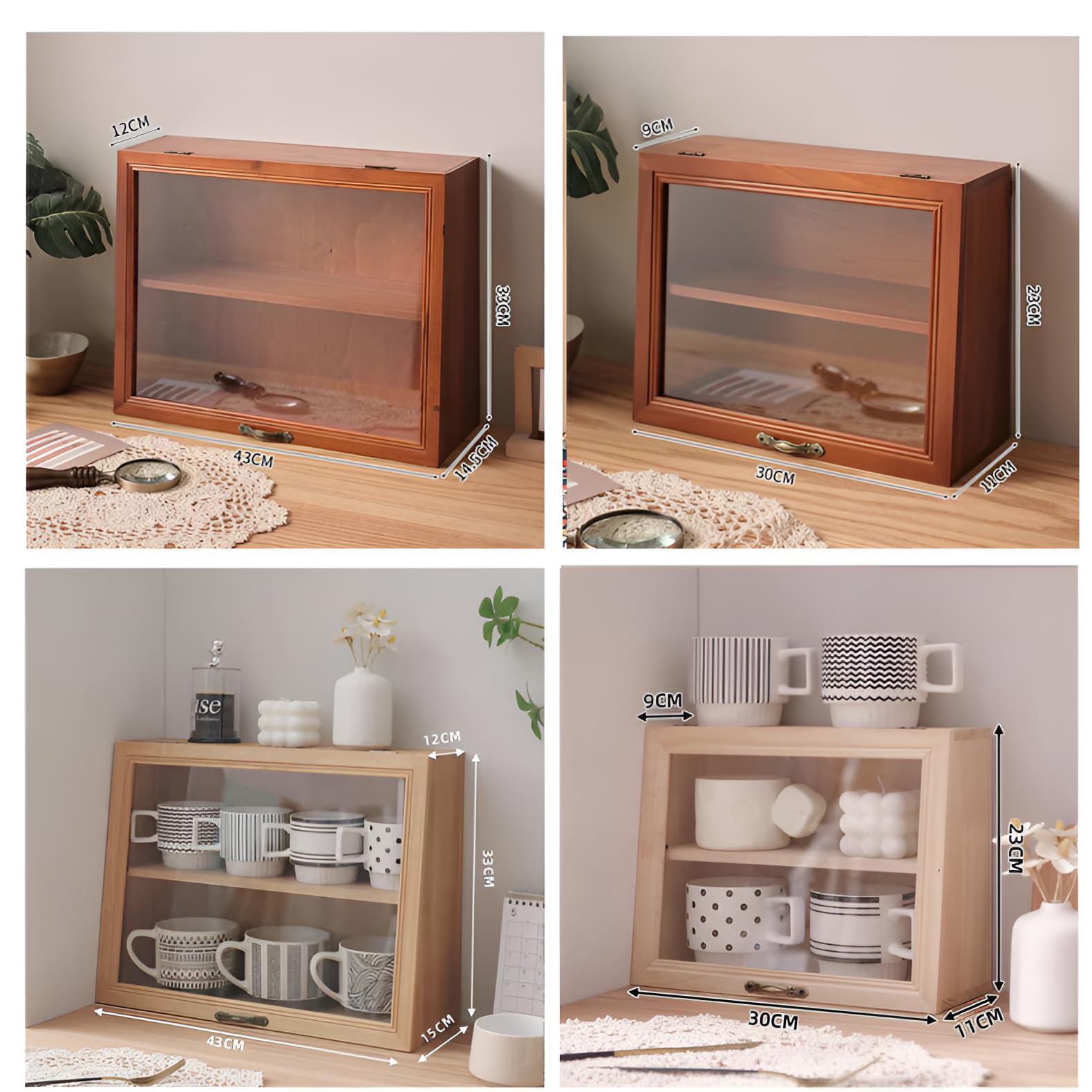 Amazon.co.jp: [Luvian]木製デスクトップ収納キャビネット 無垢材 天然