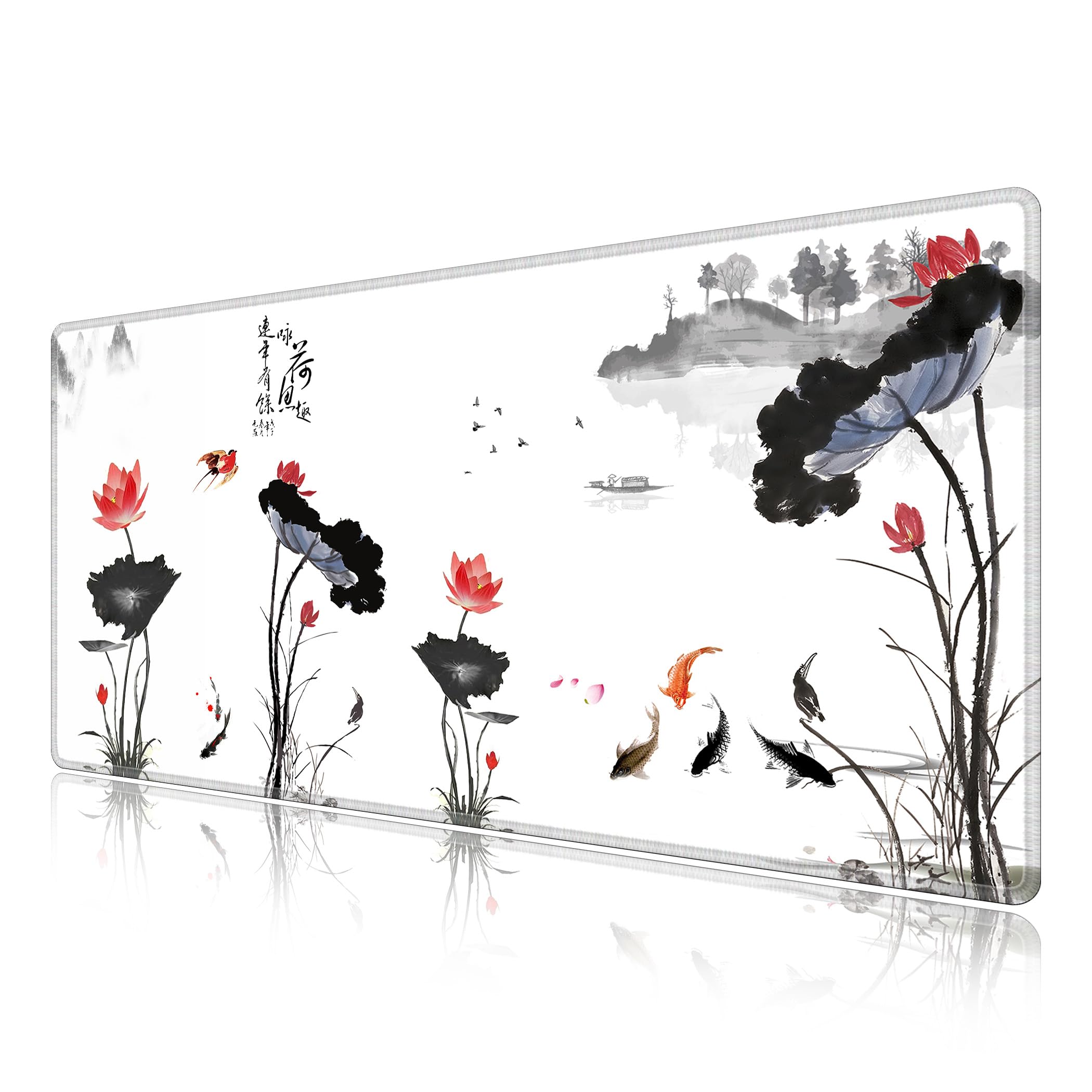 LL-COEUR Gamingowa podkładka pod mysz, XXL, na biurko, (kwiat lotosu, 1000 x 500 x 3 mm)