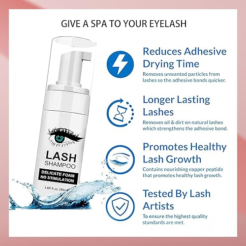 Miniatura 2 de Shmian Kits de concentrado de champú para pestañas, 3.4 fl oz de concentrado de limpiador de pestañas y kit de limpieza de pestañas, limpiador de
