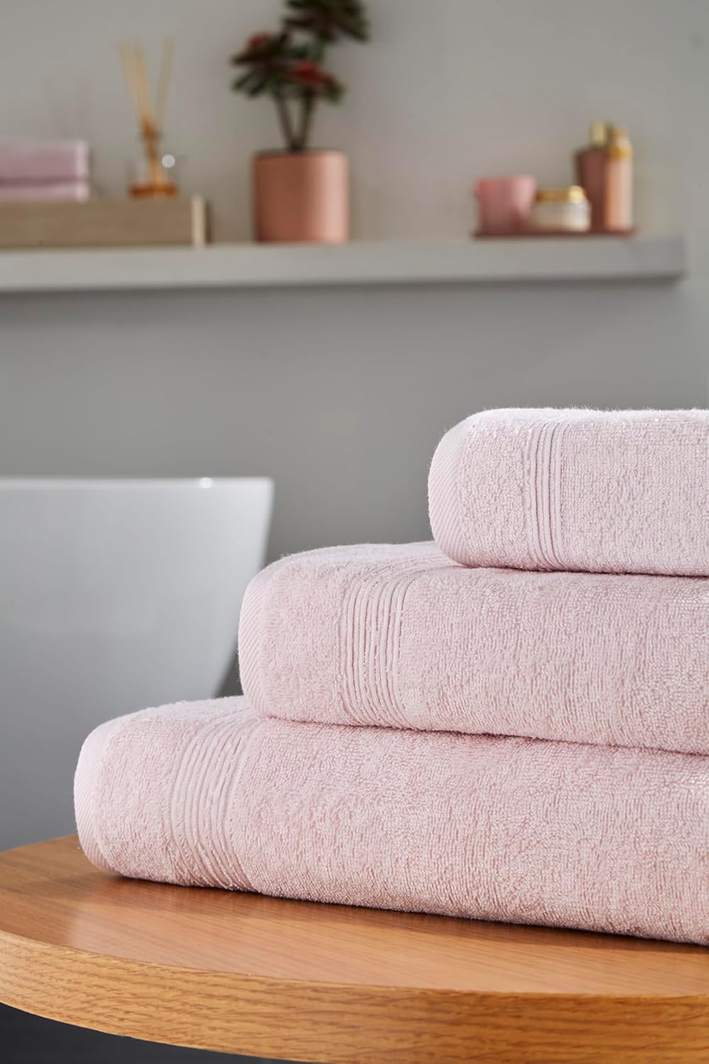 Ozdilek 6-Piece Bath Towel Set, 2 Bath, 2 Hand, 2 Wash, 100% Cotton Turkish Towels, 2 Bath Towels (27x54), 2 Hand Towels (16x30), 2 Washcloths (13x13) (Mauve Pink)