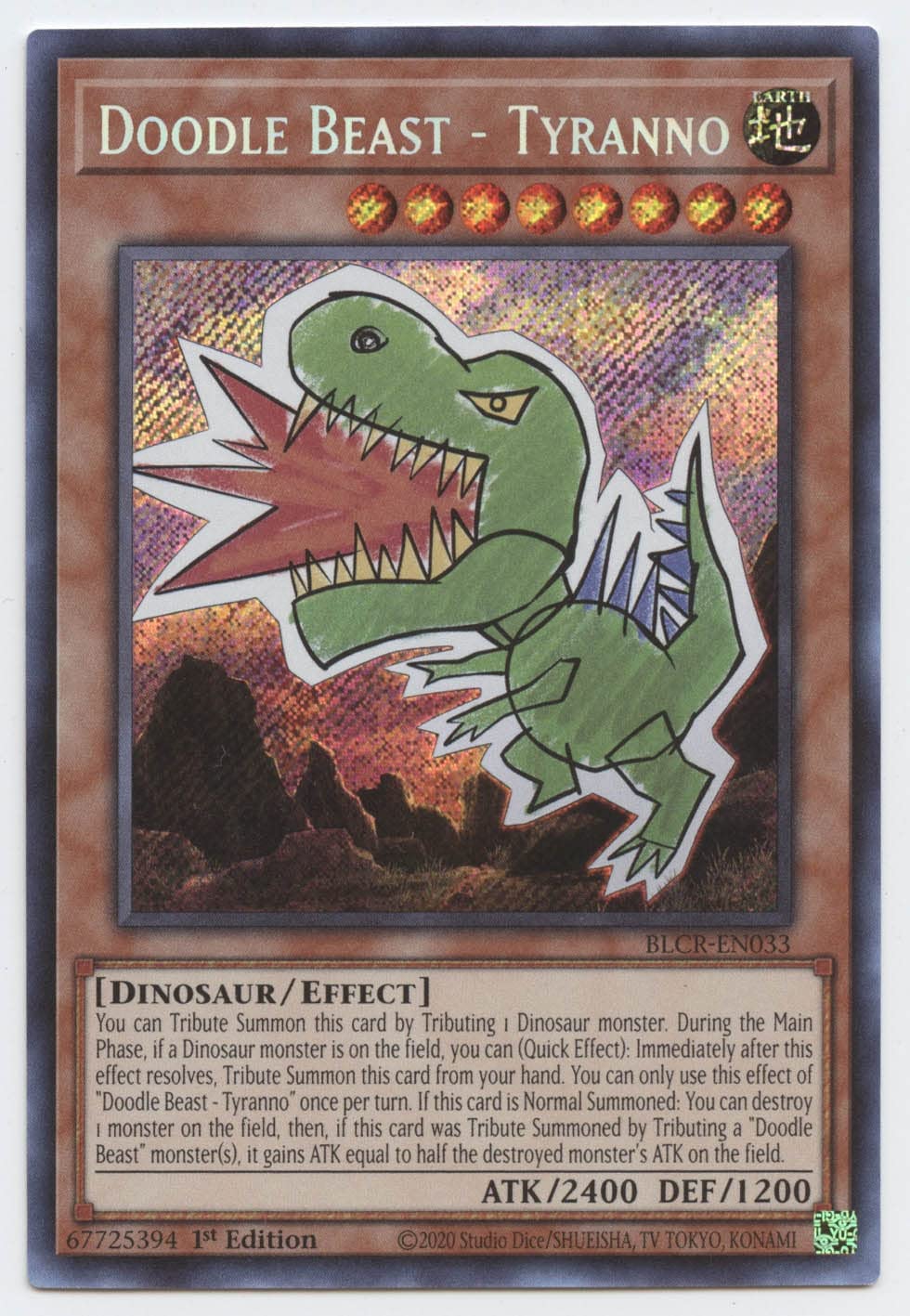 Doodle Beast - Stego - BLCR-EN032 - Secret Rare - 1. Edition - Yu-Gi-Oh! Sammelkarte
