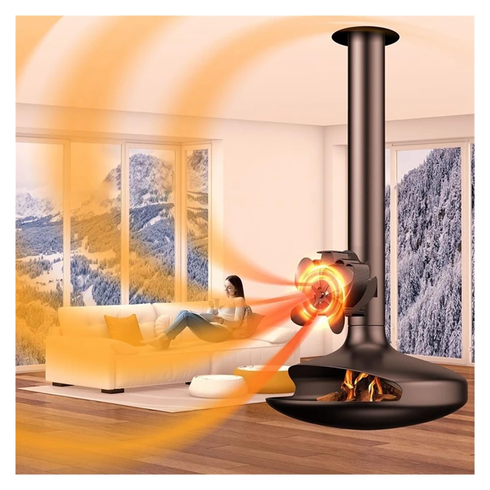 Ventilador De Estufa De Leña TOP Ventilador De Chimenea Alimentado Por Calor Ventilador De Estufa De 4 Aspas Accesorios For Estufas De Leña Funcionamiento Silencioso Estufa De Leña FáCil De Usar