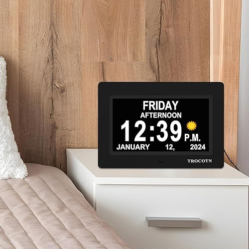 Miniatura 7 de TROCOTN Reloj digital de 7 pulgadas Reloj despertador de pantalla grande Reloj de pared (negro)