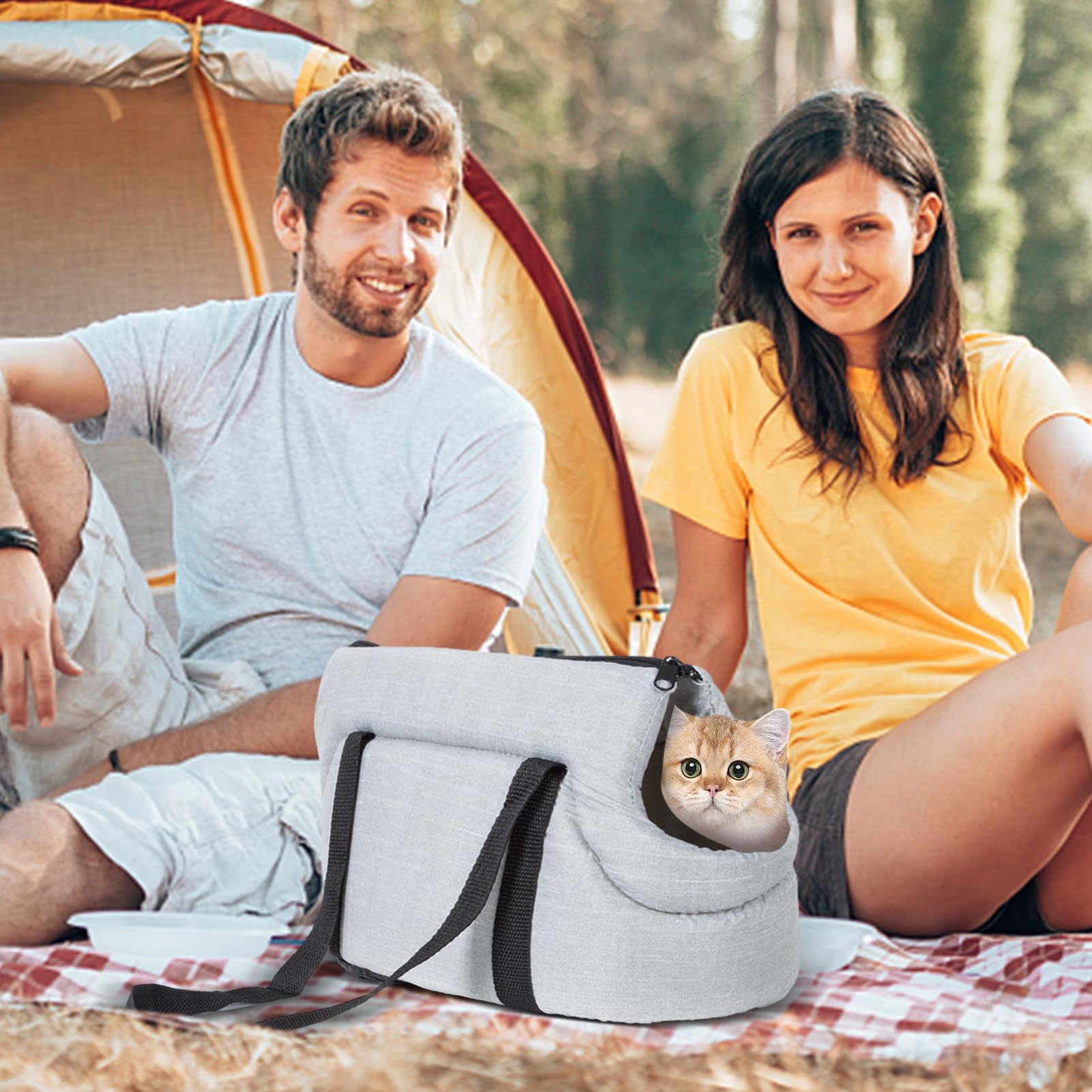 Bolso Transporte Mascota Para Coche, Malla Transpirable Impermeable - Para Gatos Perros Pequeños Conejos