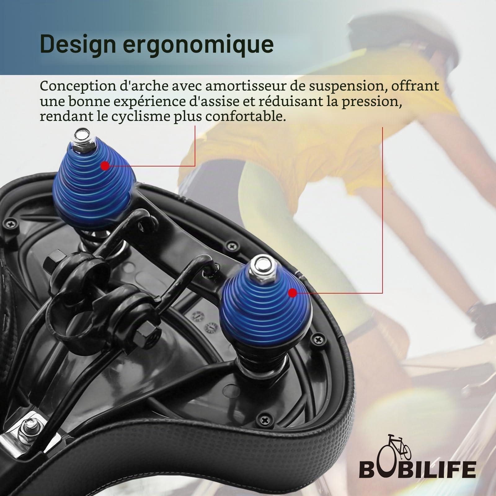 Grand siège de vélo large – Selle de vélo de rechange, confort pour Peloton – Vélo électrique stationnaire d'exercice, vélo de ville, VTT, vélo de route pour homme et femme, avec housse de protection