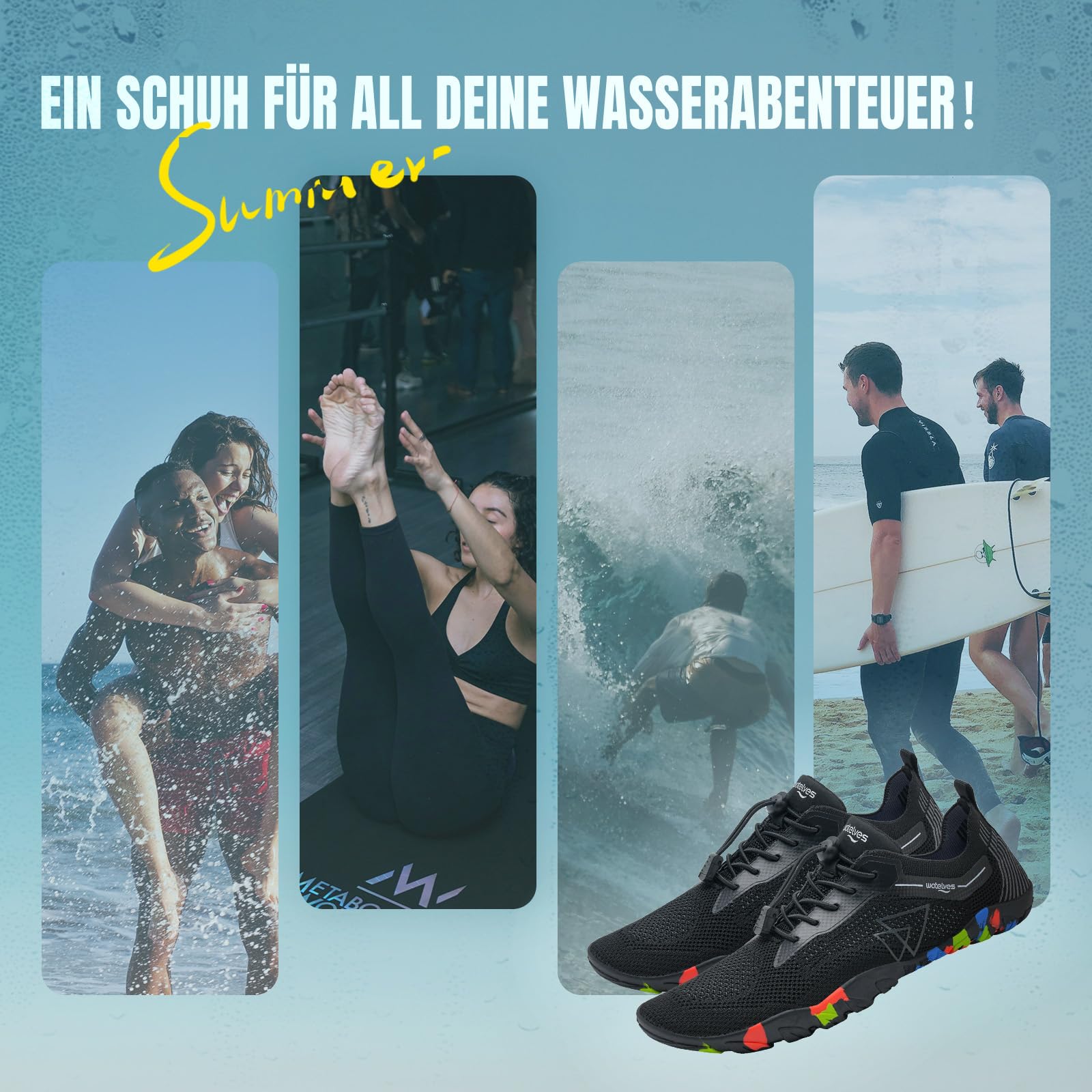 WateLves Zapatos de Agua para Hombres y Mujeres,Secado Rápido,Antideslizante,para Playa,Buceo,Surf,Deportes Acuáticos,Senderismo,Yoga,Uso Diario,Tallas 36-48 EU