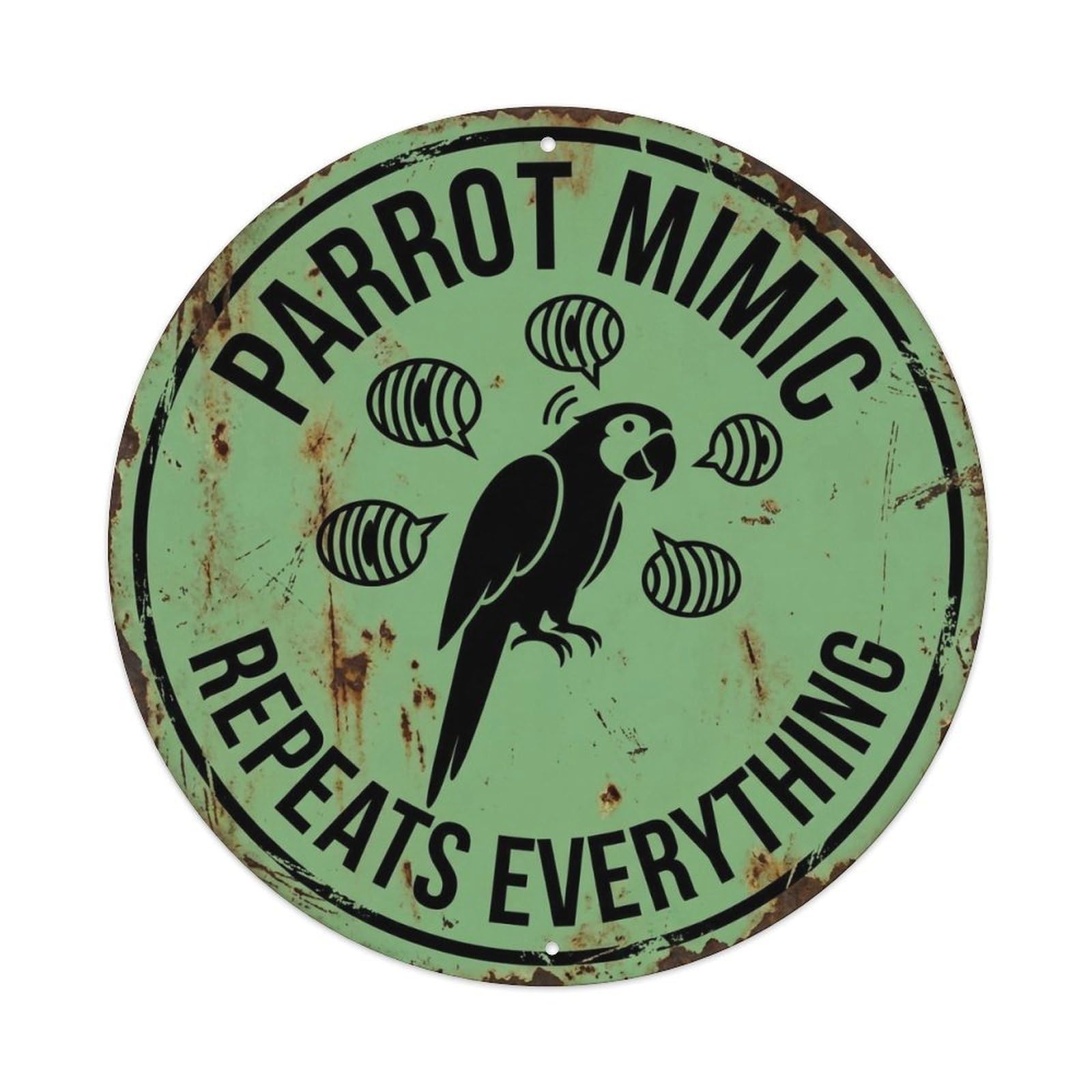 Parrot Mimic Show Round Wall Hanging Metal Tin Sign