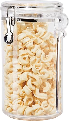 Oggi Recipiente hermético transparente de 72 onzas – Tapa de abrazadera y cuchara – Recipiente hermético de almacenamiento de alimentos, para