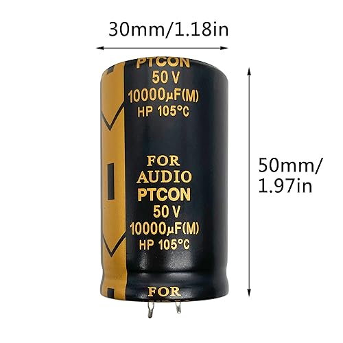 Miniatura 2 de Cermant 2 piezas 50 V 10000 uF Capacitor electrolítico Snap-in 30x50 mm (1,18x1,96 pulg) Filtro de amplificador de potencia Capacitor electrolítico