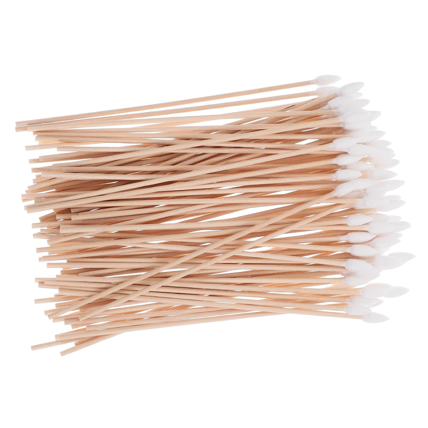 NAMOARLY 100pcs Long Wooden Cotton Swabs 15cm Single-Tipped Black Cotton Buds Cleaning Sticks for Industrial Use