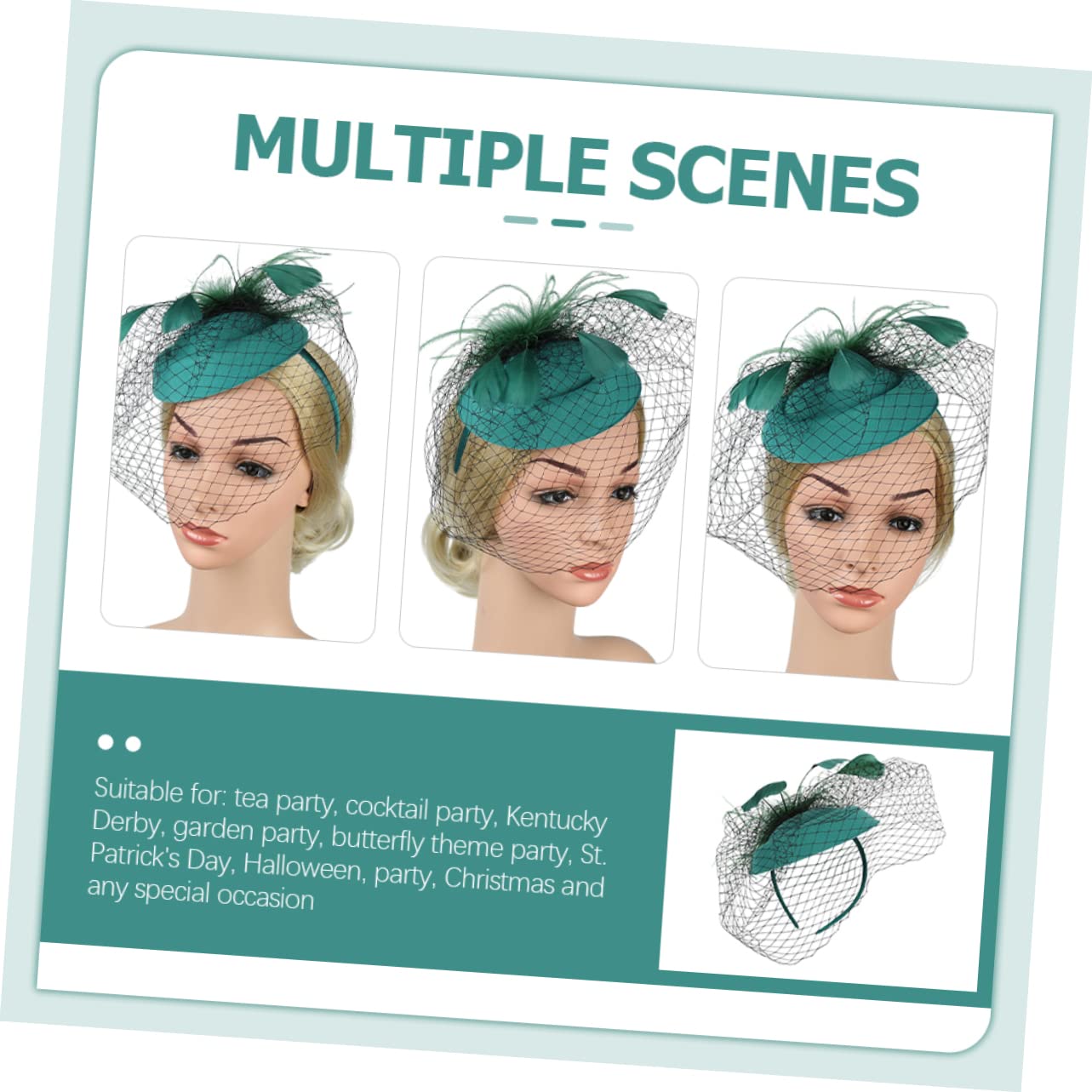 4pezzi Fascinator Elegante per Donne con Velo Rete Cappello Classico per Feste e Tea Party Accessorio Vintage per Cerimonie e Matrimoni Design Unico e Affascinante