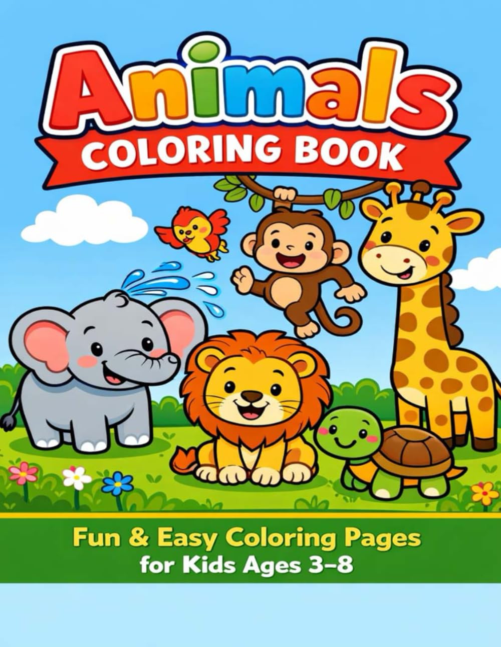 Animals Coloring Book for Kids Ages 3–8