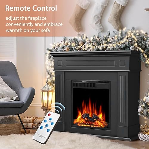 Miniatura 4 de Calentador infrarrojo para estufa eléctrica efectos de llama realistas 3D portátil brillo ajustable sistema de seguridad de sobrecalentamiento 1000