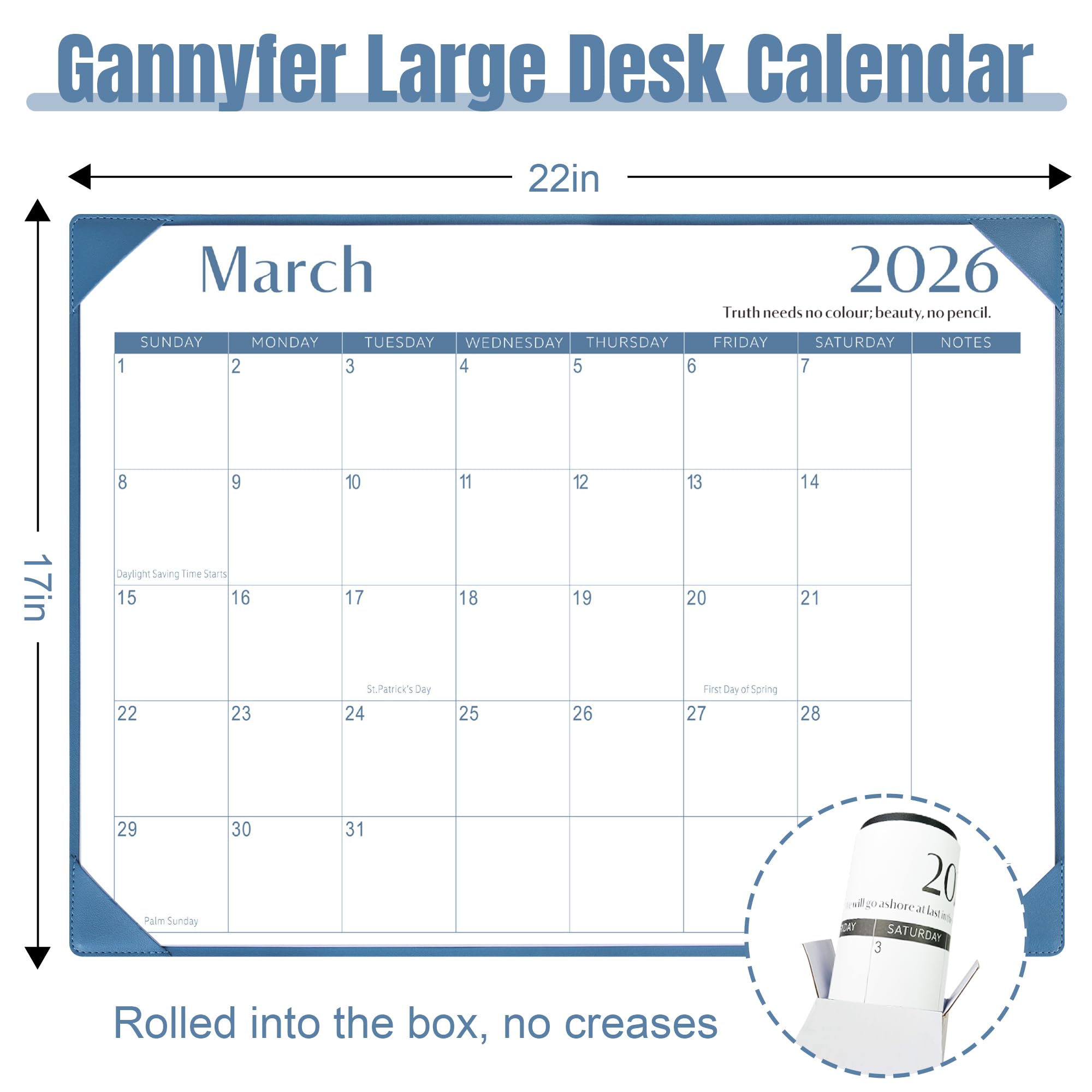 Gannyfer Large Desk Calendar 2024-2025 with Desktop Mat, Simplified 22" x 17" Desktop Pad Calendar, 18 Month Table Calendar from Jul 2024 to Dec 2025, Office Supplies Perfect for Home School and - Image 4
