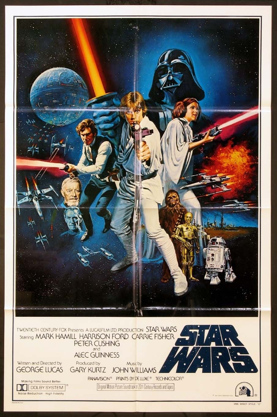 STAR WARS GEORGE LUCAS 1977 100% ORIGINAL AUTHENTIC STYLE C 27X41 