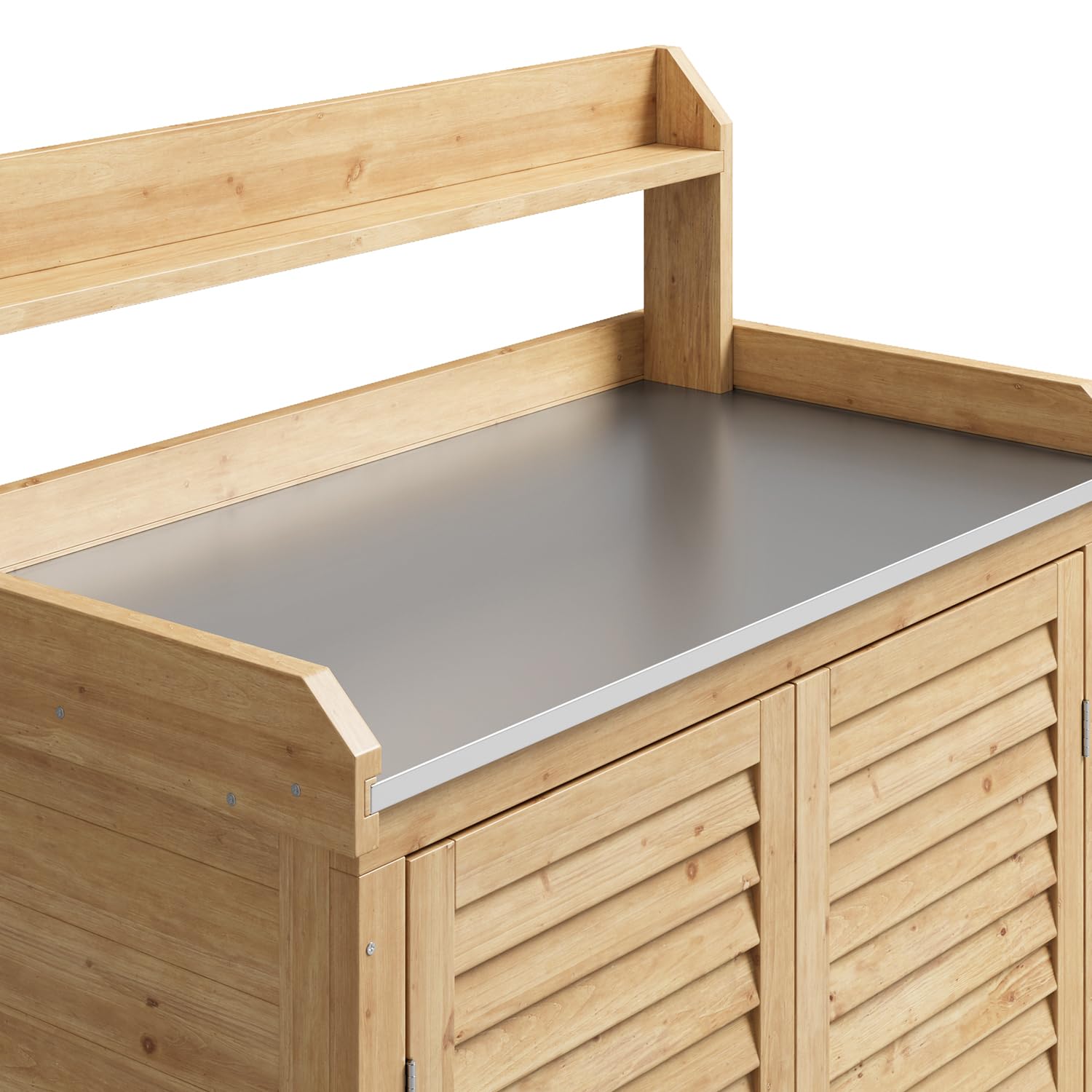 Table de Rempotage Extérieure,Table de Jardinage, Double Porte, avec Crochet, pour Jardin, Balcon, Terrasse, 88x45x120 cm,Naturelle