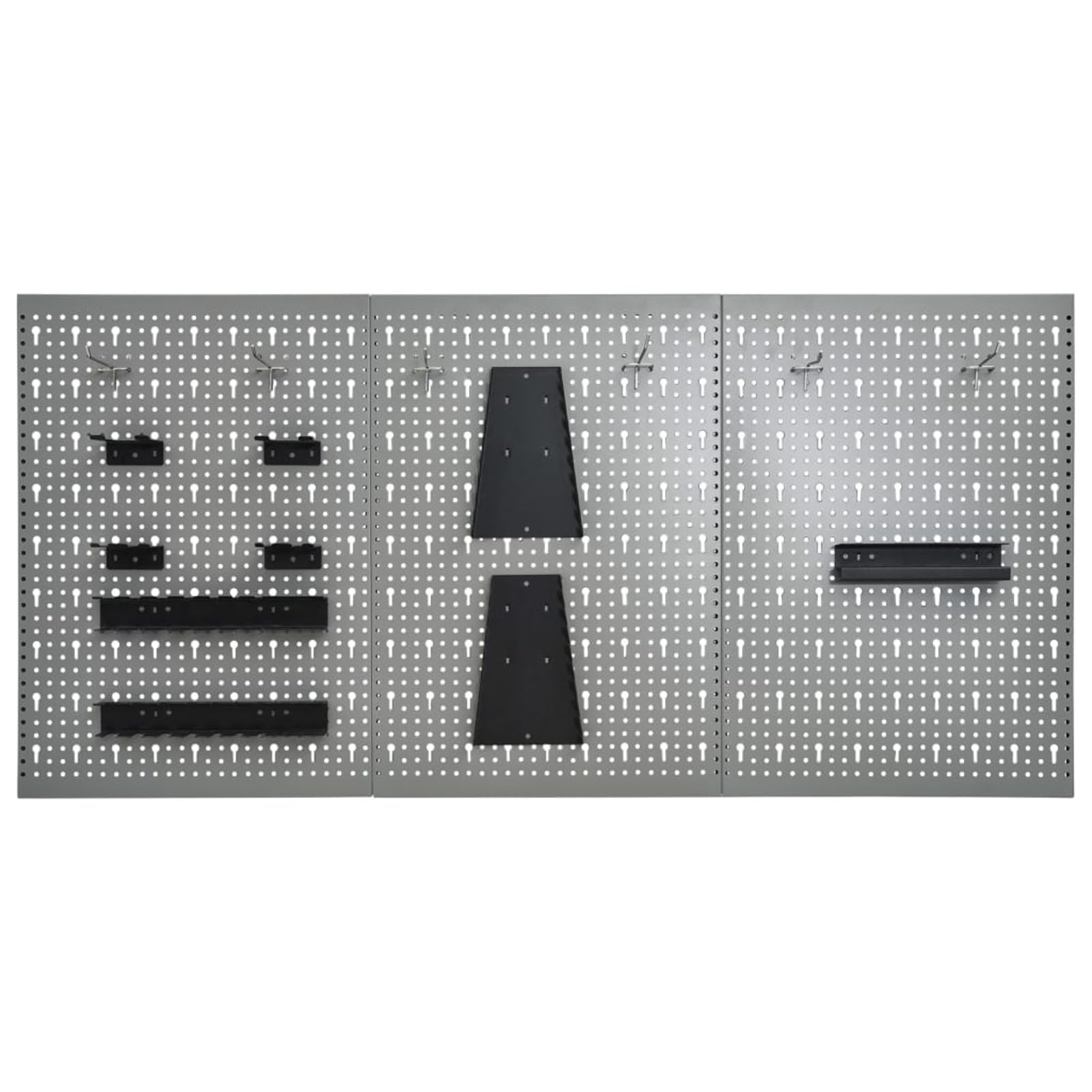 Werkzeugwand Stecktafel, Stahl Grau 40x58x1 cm, Perforierte Lochwand für Werkbank 120 cm, Werkstatt Organisation Garage 145351