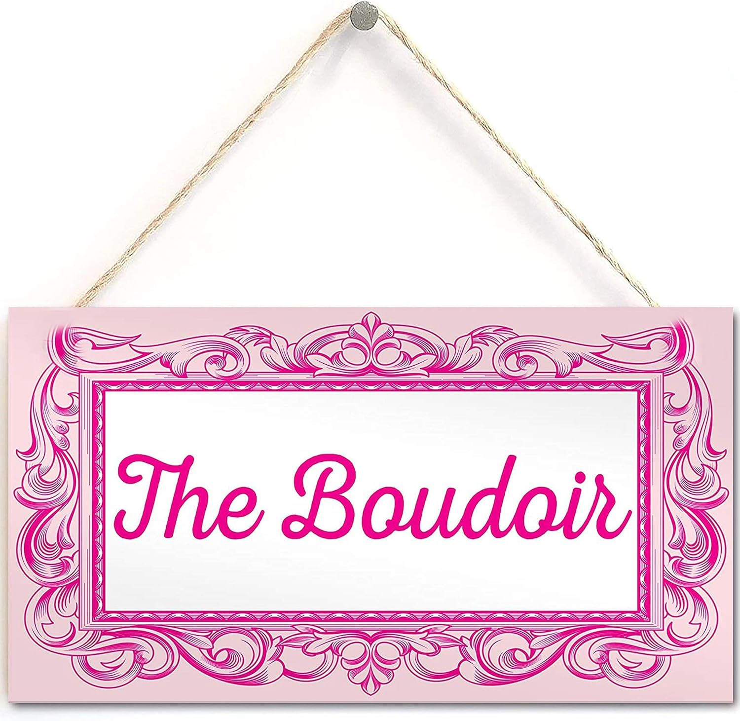 Pibonto Women's Wall Art The Boudoir Vintage Shabby French Powder Room Hanging Plaque Bathbedroom Sign 5X10 Inch